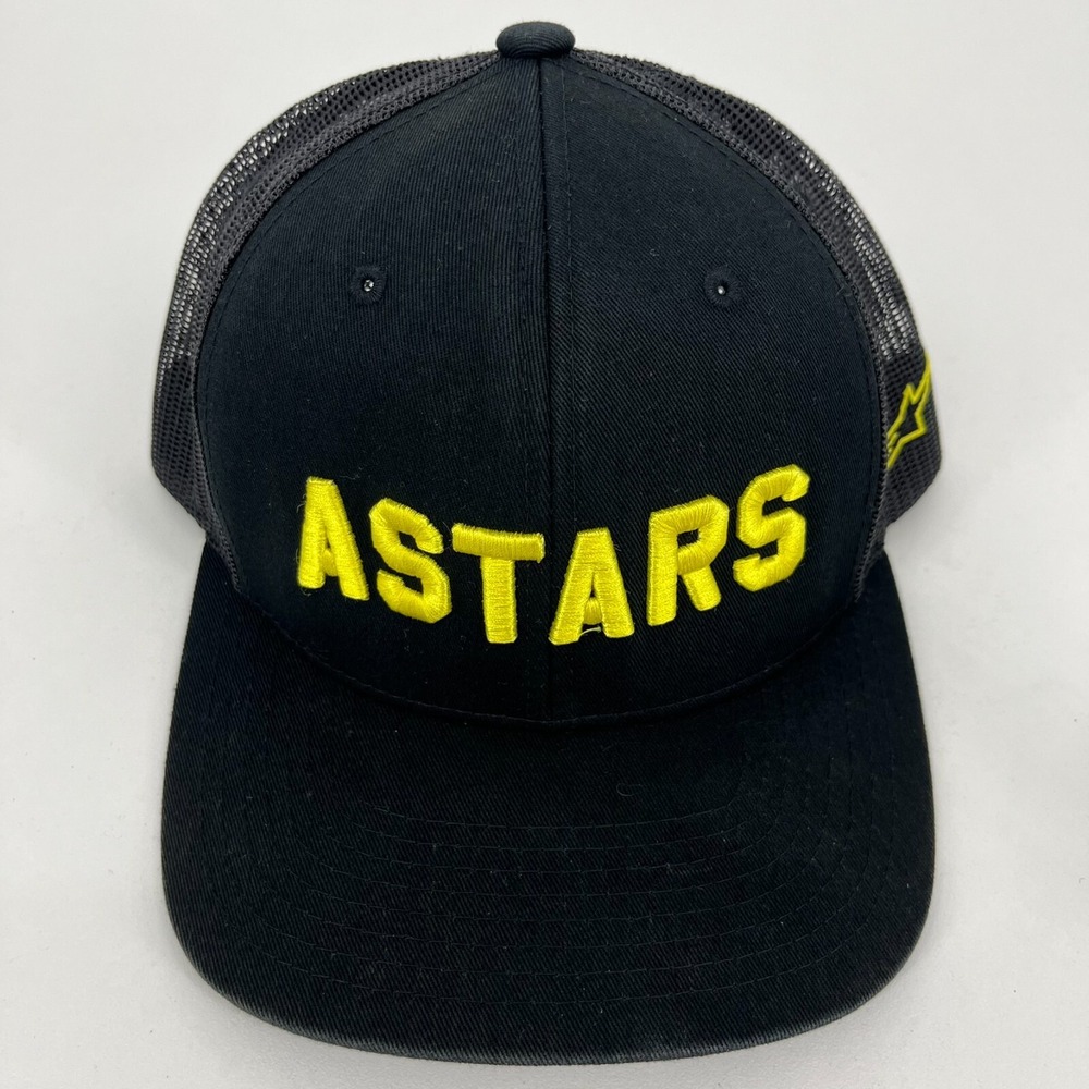 Alpinestars Astars Mens Black Yellow Mesh Snapback Trucker Hat Cap